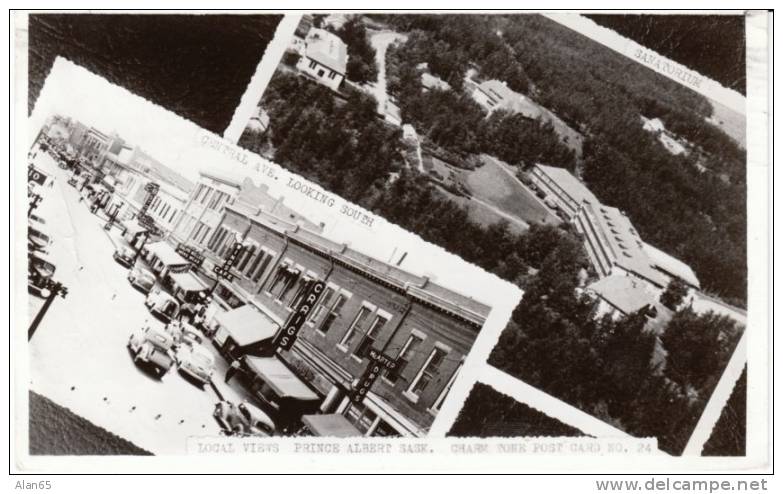 Prince Albert Saskatchewan Canada, Views Of Town, Central Avenue & Sanatorium On 1950s Vintage Real Photo Postcard - Altri & Non Classificati