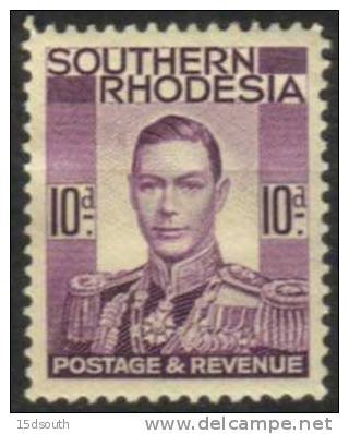 Southern Rhodesia - 1937 KGVI 10d MH* - Zuid-Rhodesië (...-1964)