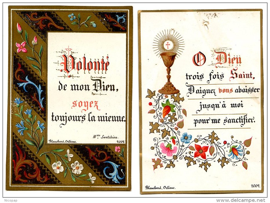 2 Images Religieuses, Blanchard, Orléans, 1882-1884, Bordure Dorée - Imágenes Religiosas