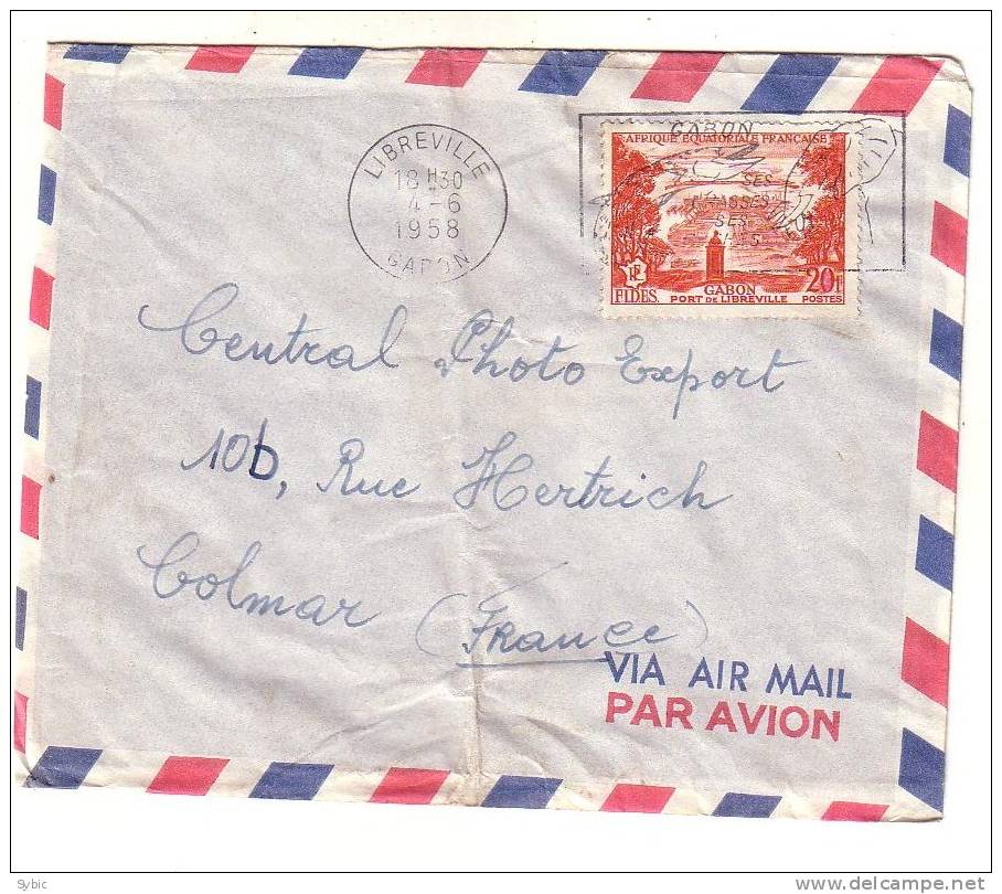 A.E.F. - Lettre Libreville  Vers La France (Colmar) - 04/06/1958 - Lettres & Documents