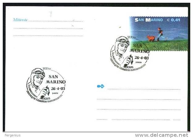 Annullo-San Marino-Terni-26.4.2003- M.U. Borzacchini-conv. Filat. Num. - Covers & Documents