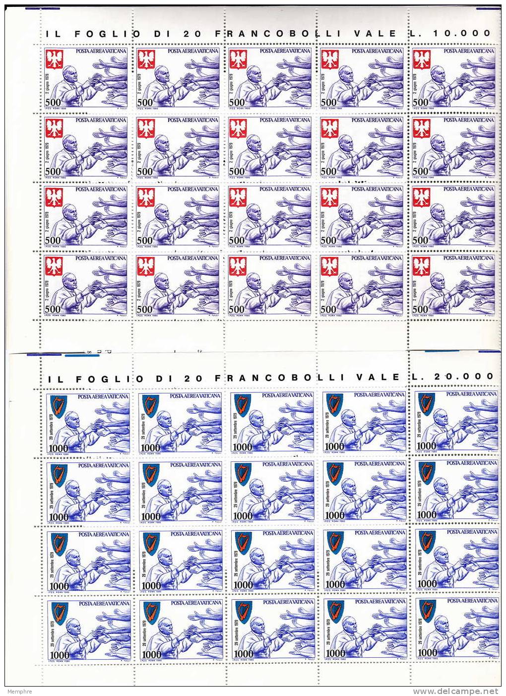 1980  Viaggi Del Papa  In Foglii Interi  Sass PA 66-71** (senza Il 72) - Posta Aerea