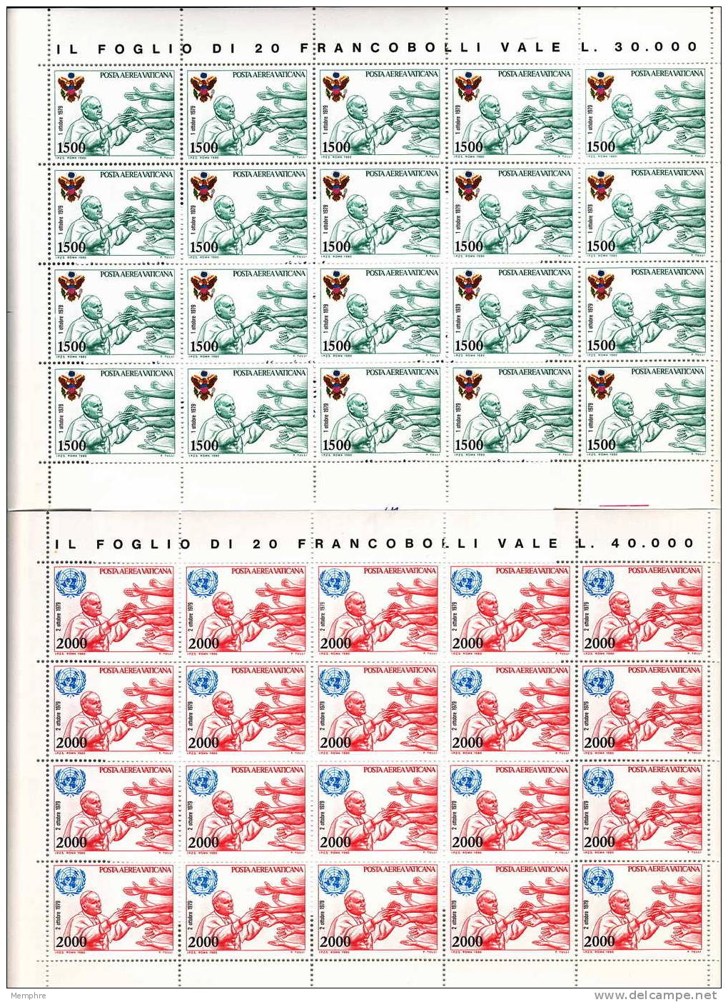 1980  Viaggi Del Papa  In Foglii Interi  Sass PA 66-71** (senza Il 72) - Posta Aerea