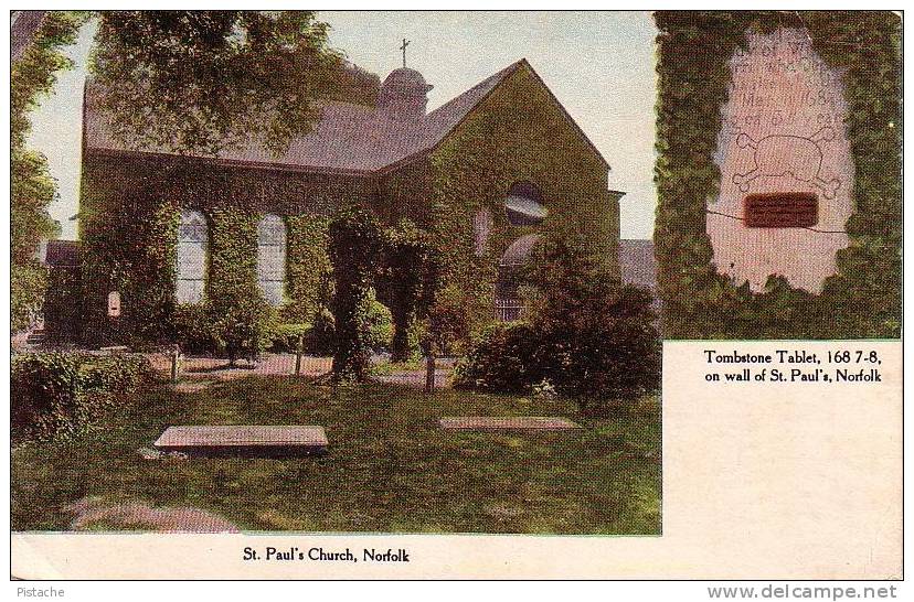 Norfolk - St. Paul's Church And Tombstone - Private PC - Voir Scan - Écrite - Norfolk