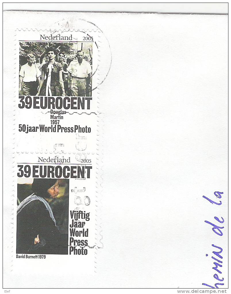 Nederland / Pays-Bas, Lettre Avec 2 Timbres Se-Tenant ""50 Jaar World Press PHOTO": Douglas Martin 1957,D. Burnett,1979 - Photography