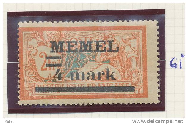 31   TYPE MERSON 2fr. Orange Et Vert-bleu Surcharge MEMEL - Other & Unclassified