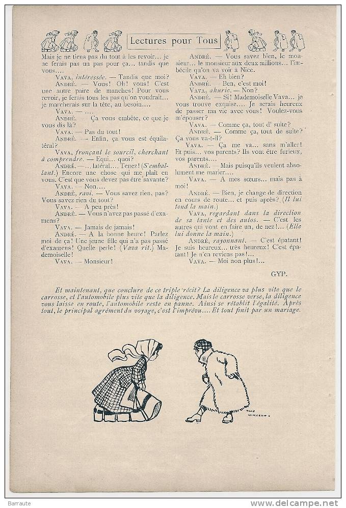 Feuillet THEATRE De 1907 " UNE PANNE BIENFAISANTE" Par GYP Dessins De René VINCENT. - Auteurs Français