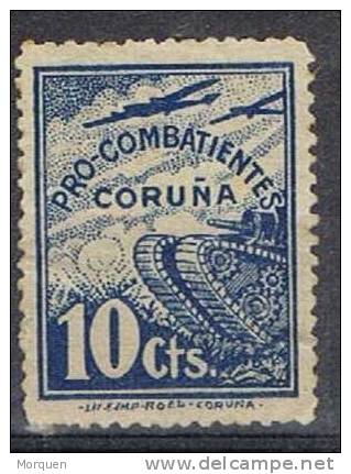 Viñeta Pro Combatientes CORUÑA 10 Cts * - Spanish Civil War Labels