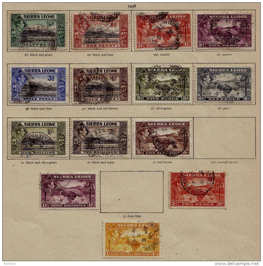 SIERRA LEONE CHEAP 1938 FINE USED SET TO 5s ON PRINTED ALBUM PAGE OFFERED AT A BARGAIN 25% CAT STARTING PRICE - Sierra Leone (1961-...)