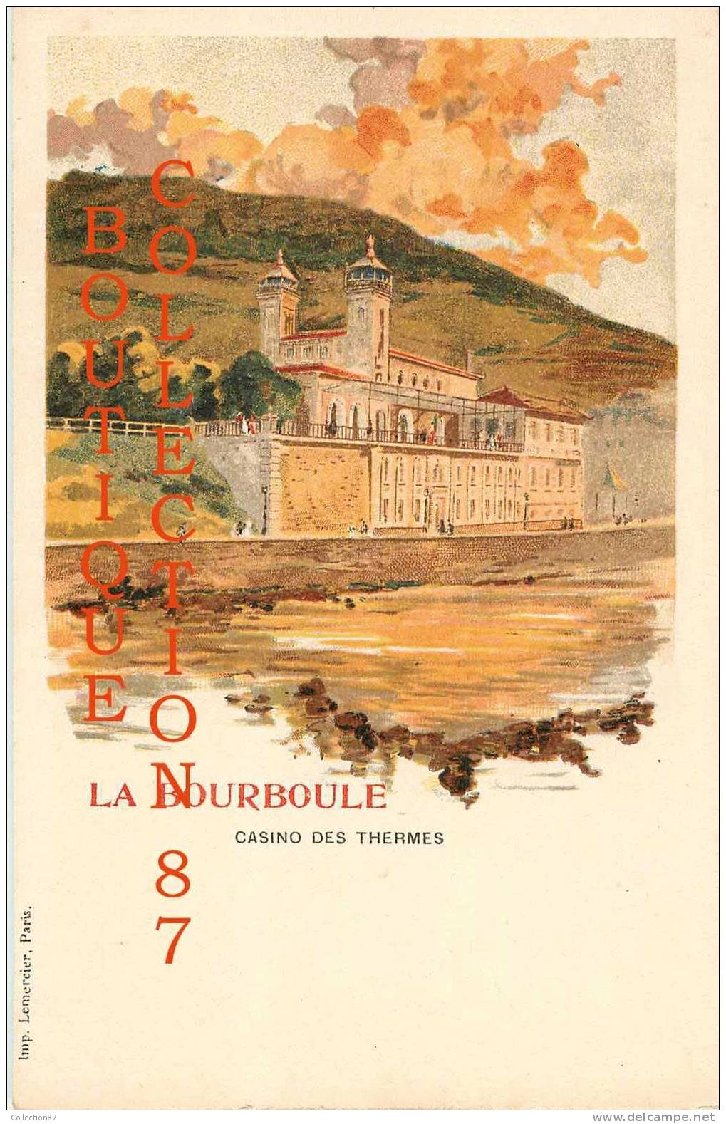 CASINO Des THERMES à LA BOURBOULE - TRES BELLE CARTE D´ILLUSTRATEUR AQUARELLEE 1900 - DOS VISIBLE - Casinos