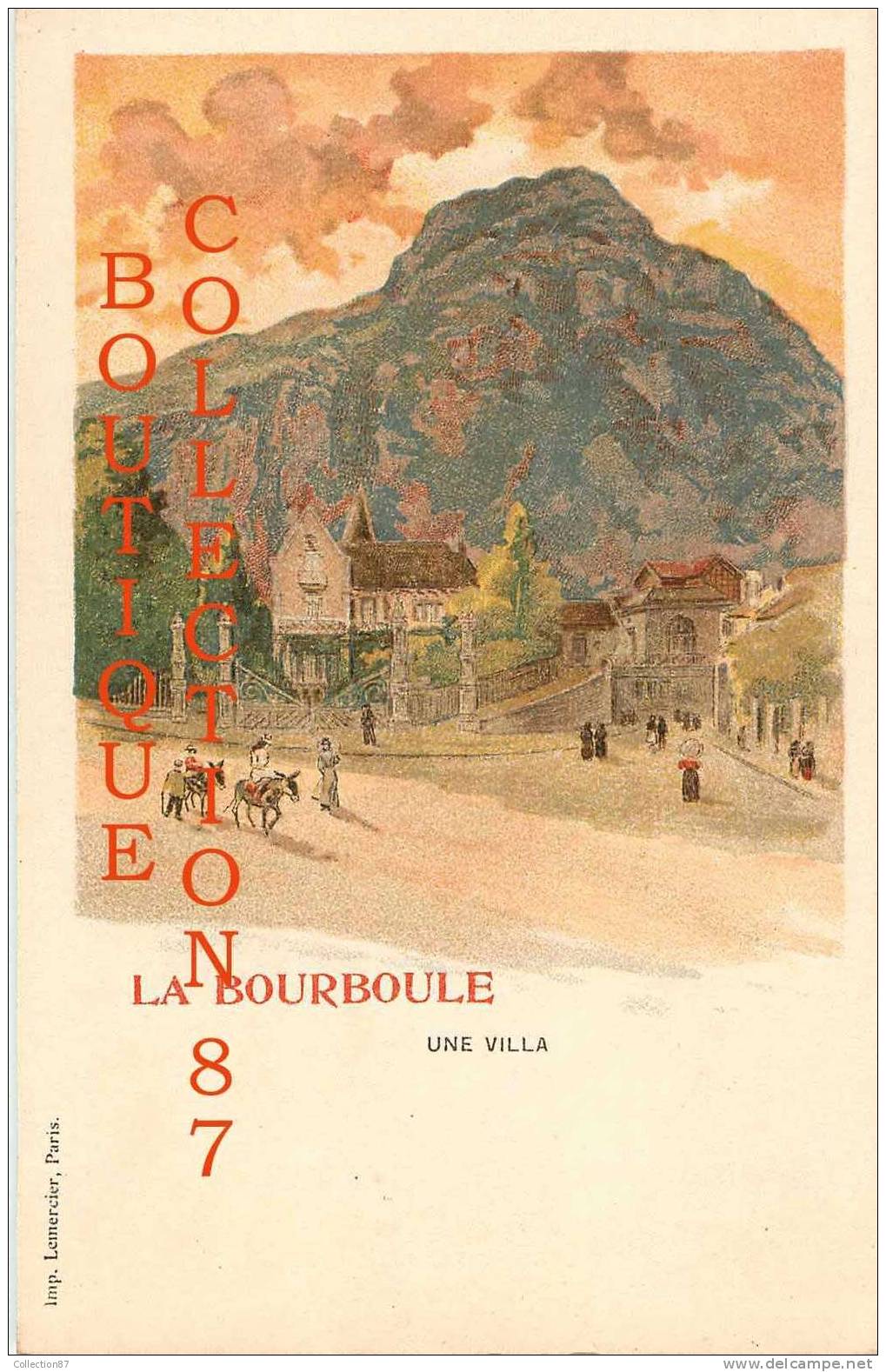 TRES BELLE CARTE D´ILLUSTRATEUR AQUARELLEE 1900 - UNE VILLA à La BOURBOULE - DOS VISIBLE - Voor 1900