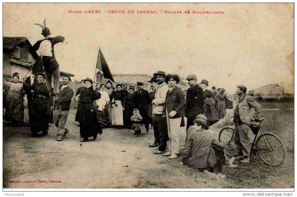 CPA.TRES ANIMEE. MINES D'ALBI. GREVE DE CAGNAC. GROUPE DE MANIFESTANTS - Strikes