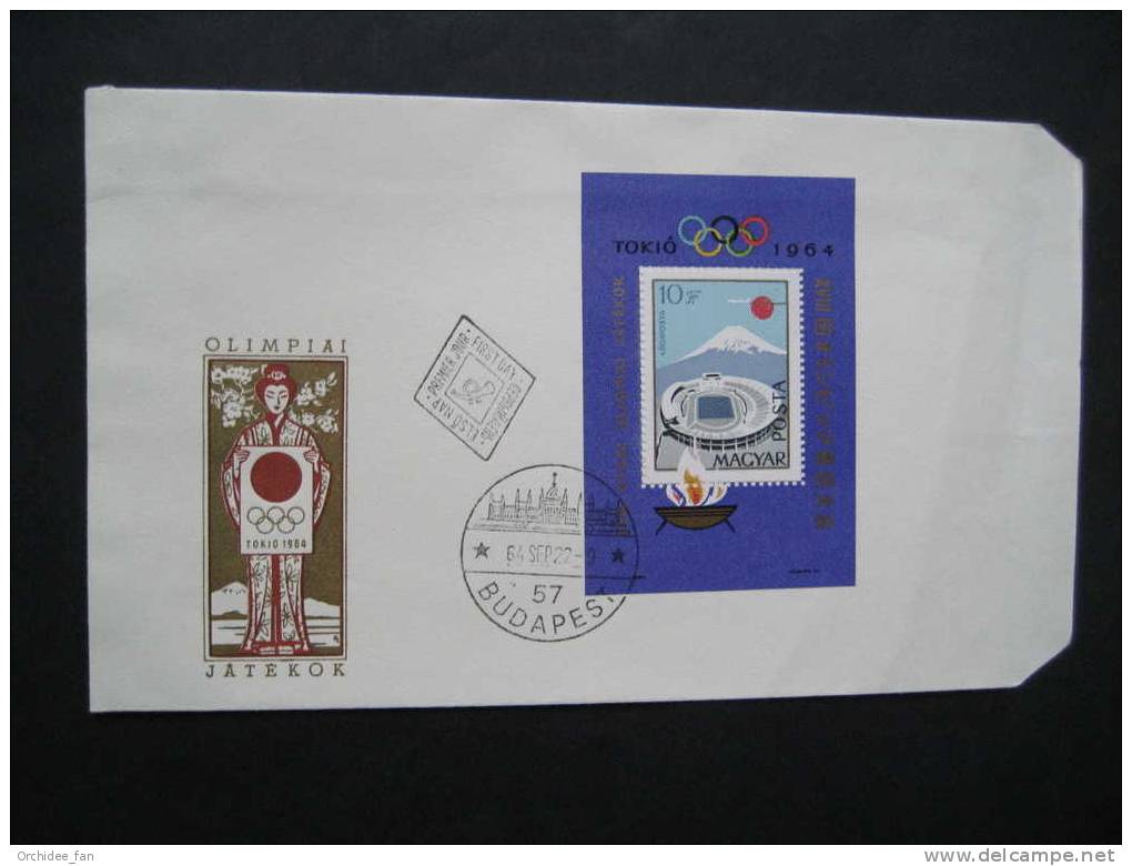 Ungarn 1964, Olympische Sommerspiele Tokio Block Mi 43A FDC - Summer 1964: Tokyo