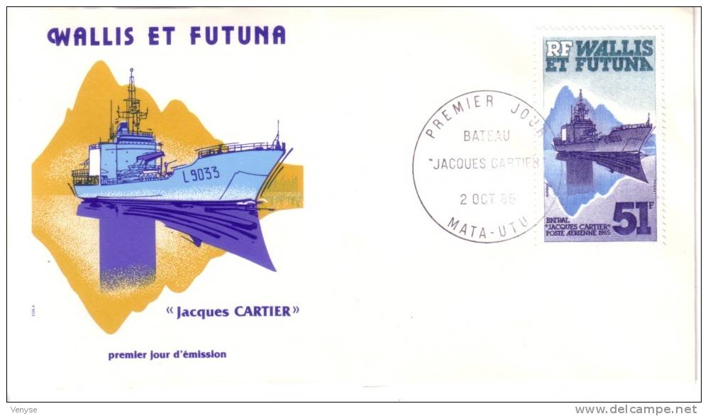 FDC LE RAVITAILLEUR JACQUES CARTIER  Wallis Et Futuna  1985 - FDC