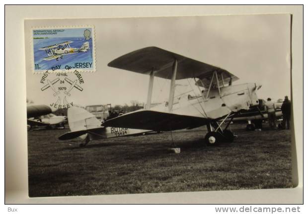 DE HAVILLAND DH82A TIGER MOTH  ANNO 1979   FIRST DAY OF ISSUE  JERSEY  GIORNO  FDC  ANNULLO FILATELICO   AEREO  AIRPLANE - 1939-1945: 2de Wereldoorlog