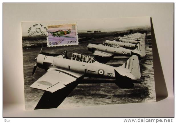 NORTH AMERICAN HARVARD  ANNO 1979   FIRST DAY OF ISSUE  JERSEY  GIORNO  FDC  ANNULLO FILATELICO   AEREO  AIRPLANE - 1939-1945: 2ème Guerre