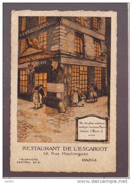 PARIS- Arrondissement 01 -  Restaurant De L'escargot, Rue De Montorgueil - Arrondissement: 01