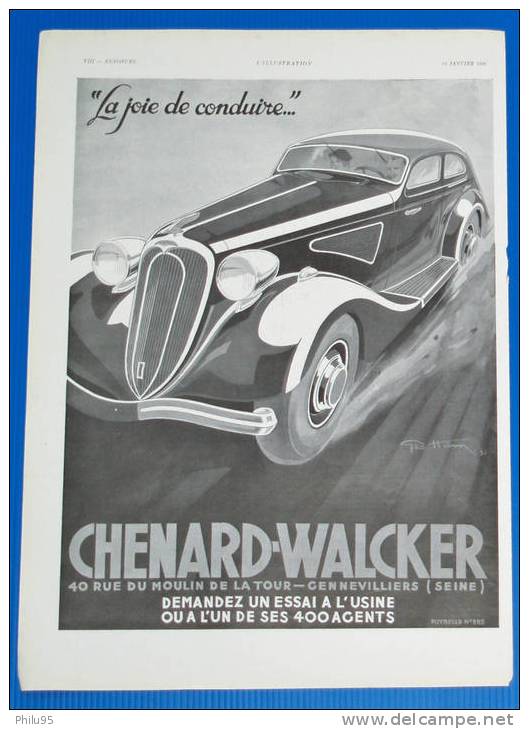 PUBLICITE VOITURES CHENARD-WALCKER - Publicités