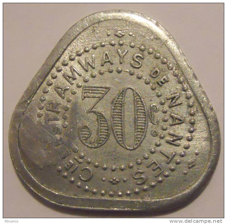 Nantes 44 Compagnie Des Tramways 30 Centimes Elie 30.4 - Monetary / Of Necessity