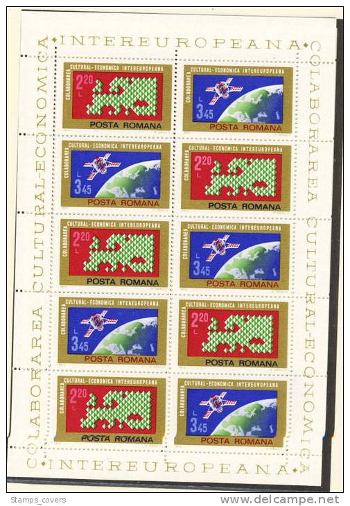 ROMANIA MNH** MICHEL KB 3189/90 CULTURE ECONOMIE ESPACE SPACE 1974 FEUILLETS SHEETS - 1974