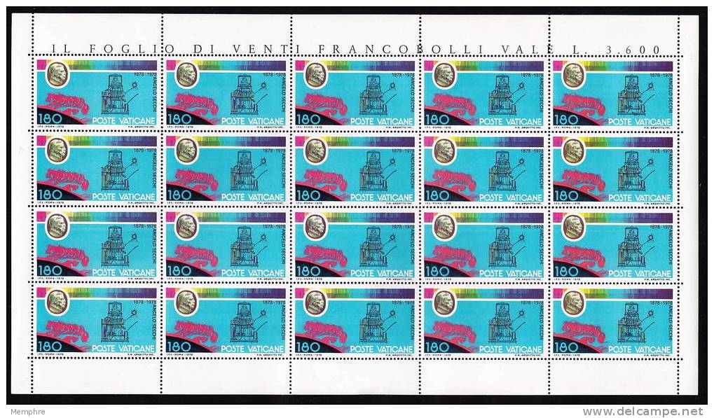 1979 Feuilles Complètes Angelo Secchi, Astronome  Série Complète Sass 655-7** - Unused Stamps