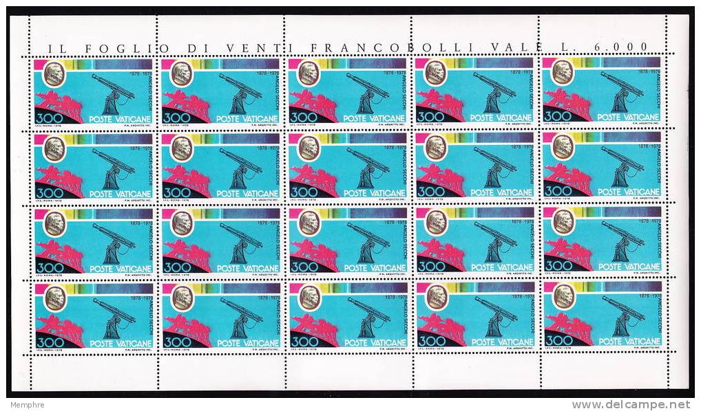 1979 Feuilles Complètes Angelo Secchi, Astronome  Série Complète Sass 655-7** - Unused Stamps