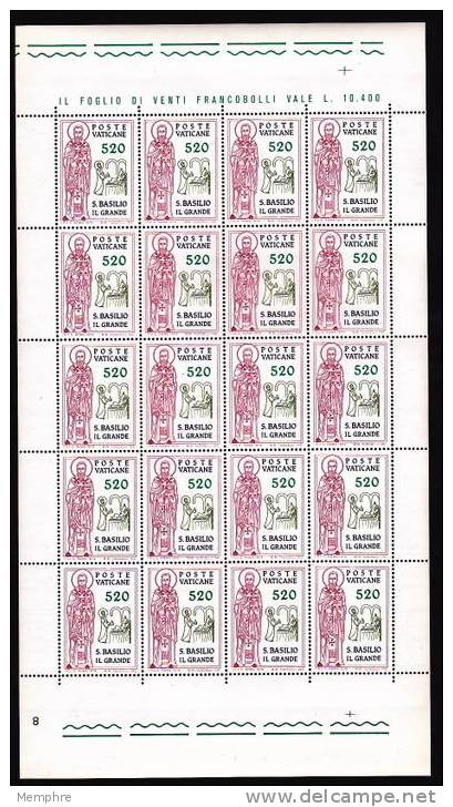 1979 Feuilles Complètes Saint Basile Le Grand Série Complète  Sass 658-9 ** - Unused Stamps