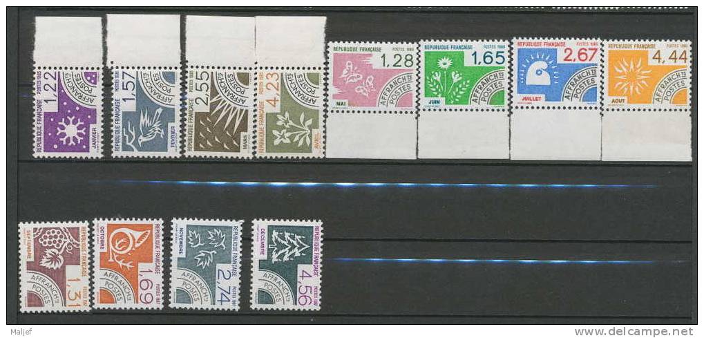 186 à 197  PREOBLITERES SERIE 12 Mois De L'Année  NEUFS - 1964-1988