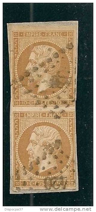 Timbre Poste France Oblitéré N° 13B -paire Sur Fragment "losange Pc 420" - 1853-1860 Napoleon III