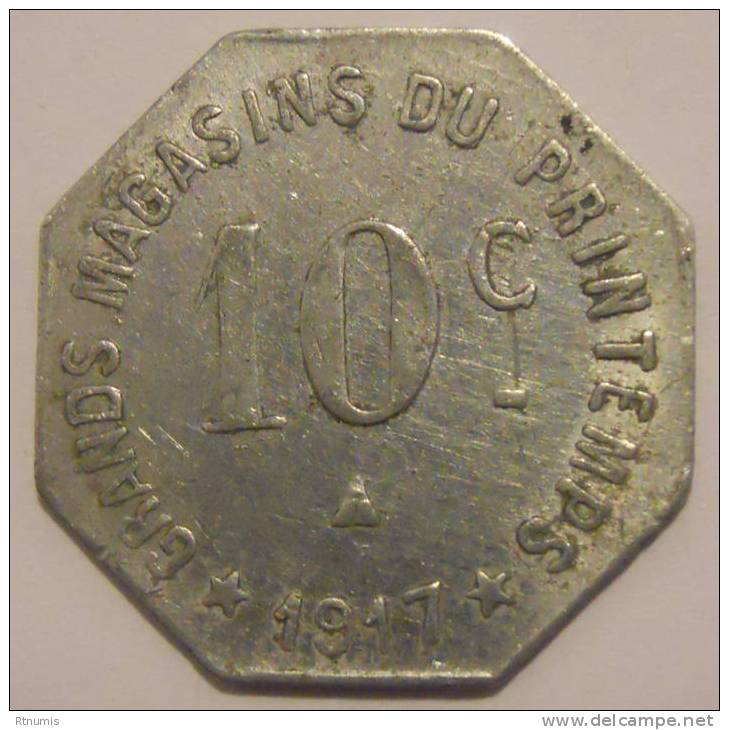 Narbonne 11 Grands Magasins Du Printemps Maison Milhaud 10 Centimes 1917 Elie 50.5 - Monétaires / De Nécessité