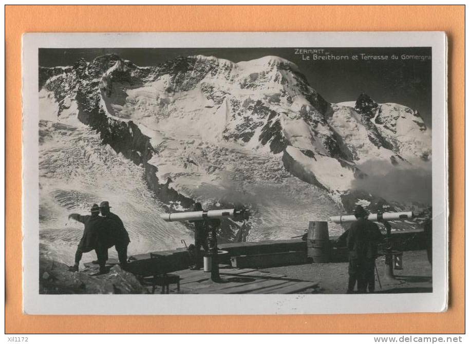 H516 Zermatt Terrasse Du Gornergrat Et Breithorn, Alpinistes Et Touristes.Cachet Visp Viège 19??.Perrochet - Viège