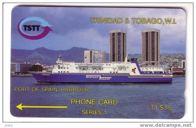 PORT OF SPAIN Harbour ( Trinidad & Tobago 3CTTA.../B ) Passager Bateau Passenger Ship Pasajero * Card Is Little Bend - Trinidad & Tobago