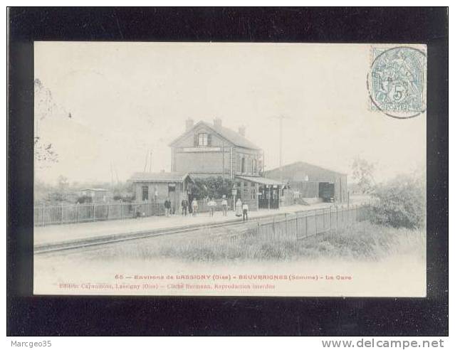 Environs De Lassigny Beuvraignes La Gare édit.capaumont N° 65 Animée Chemin De Fer  Belle Carte - Beuvraignes