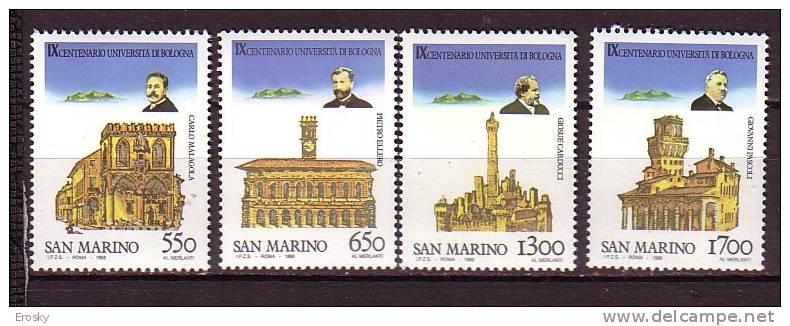 Y7673 - SAN MARINO Ss N°1228/31 - SAINT-MARIN Yv N°1181/84 ** UNIVERSITE DE BOLOGNE - Unused Stamps