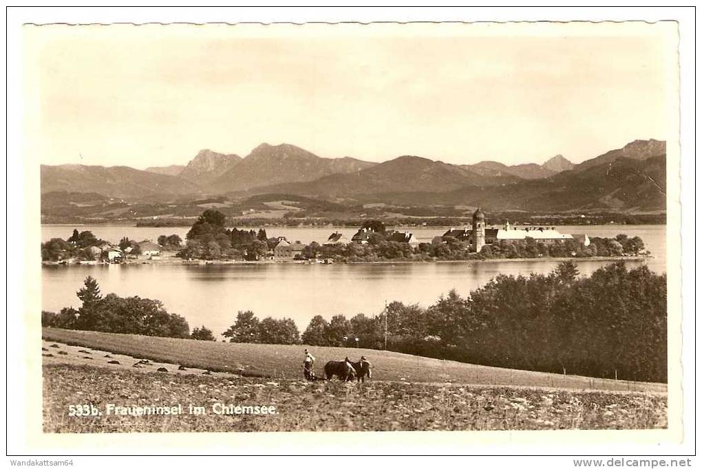 AK 533 B. Fraueninsel Im Chiemsee Mit Bauer Und Pferden 8.9.33. 15-16 PRIEN Nach Leipzig - Rosenheim