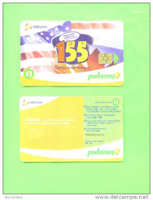 EL SALVADOR - Chip Phonecard/US Flag 155 - Salvador