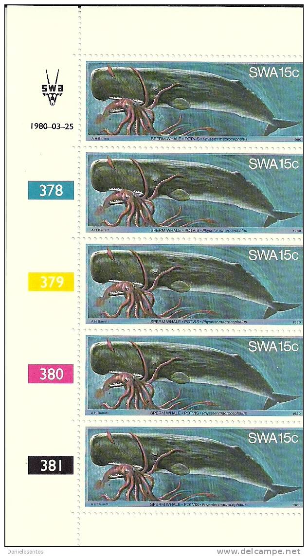 South Africa South West Africa SWA Namibia 1980 Sperm  Whale Mammal , Giant Squid Scott 440 MNH - Marine Life