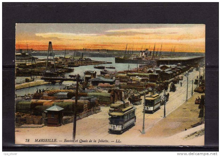 13 MARSEILLE Joliette, Bassins, Quai De La Joliette, Tramway, Colorisée, Ed LL 78, 191? - Vieux Port, Saint Victor, Le Panier