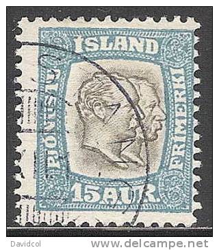 R536.-ICELAND / ISLANDIA .-. 1907-1908.-. -" OFFICIALS " - KING CHRISTIAN IX AND FREDERICK VIII . SCOTT # : O35 .-. USED - Service