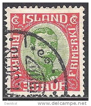 R539.-. ICELAND / ISLANDIA .-. 1920-1922 .  - KING CHRISTIAN X  . SCOTT # : 122  .-. USED - Usati