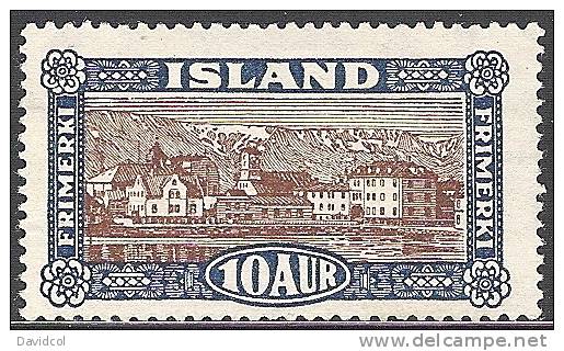 R542.-.ICELAND / ISLANDIA .-. 1925 .  - VIEW OF REYKJAVIK   . SCOTT # : 145  .-. MNG .-. - Unused Stamps