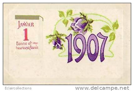 1er Janvier 1907 La Fleur Est Gaufrée - New Year