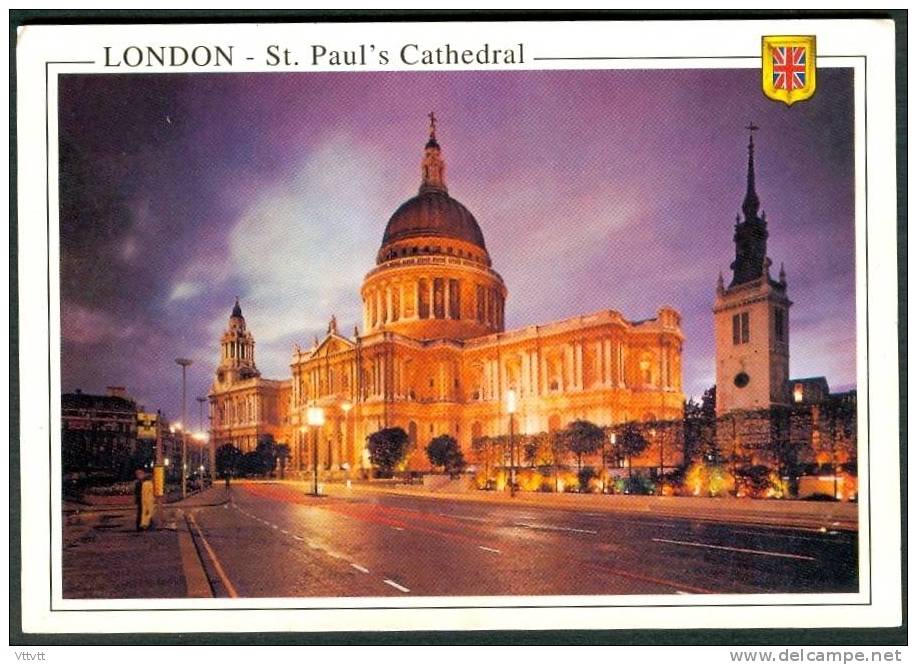ANGLETERRE - LONDON - LONDRES : Saint-Paul Cathedral, Cathedrale, Nuit, Night (circulée) - St. Paul's Cathedral