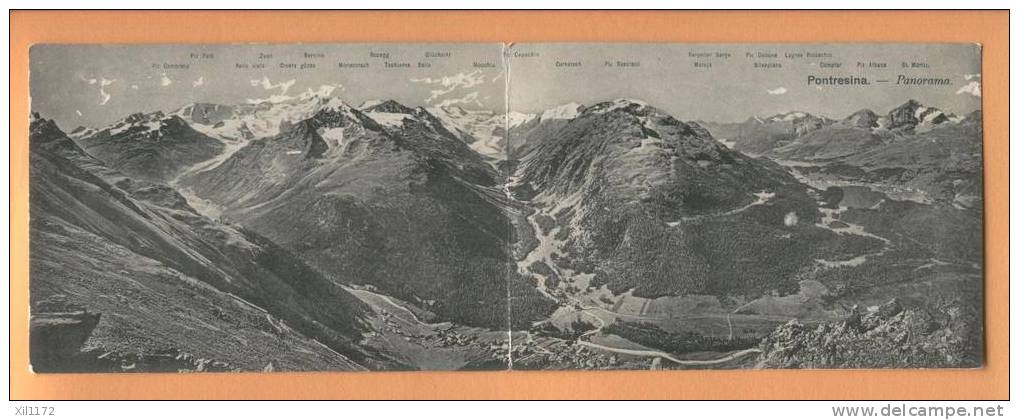 H531 Pontresina Panorama Engadin Avec Alpiniste Au 1er Plan Belebt DOPPELKARTE.Pioneer. Sappeur Flury Pontresina 2500. - Pontresina