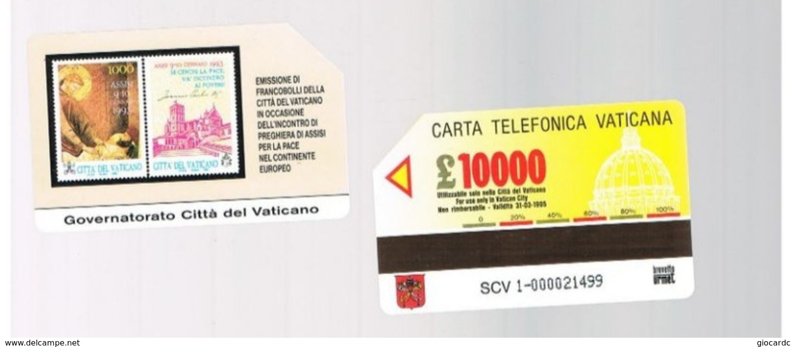 CAT. C. & C.  6001 - VATICANO-VATICAN-VATICAN CITY  -    ASSISI PER LA PACE  - USATA - Sellos & Monedas