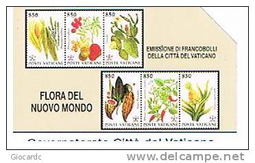 CAT. C. & C.  6002   VATICANO-VATICAN-VATICAN CITY  -  FLORA DEL NUOVO MONDO - USATA - Sellos & Monedas