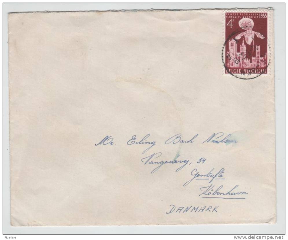 Belgium Cover Sent To Denmark Leuven 15-5-1955 ORCHIDE Stamp - Lettres & Documents