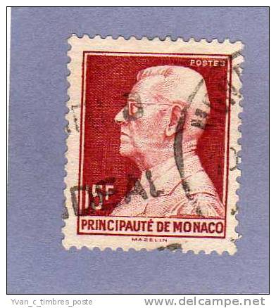 MONACO TIMBRE N° 305B OBLITERE PRINCE LOUIS II 15F BRUN CARMINE - Used Stamps