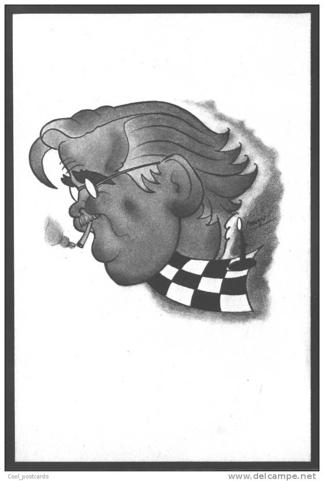 CHESS  - SCHACH - SCACCO YU Chess Grandmaster Dr. MILAN VIDMAR, PC From The Year 1951, Nice Caricature - Echecs