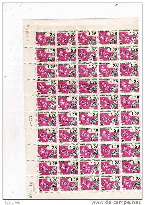 TIMBRE YT 190, Préoblitéré, 1/2 Feuille De 50 Timbres, 89621, TD6-2, 21-1-86, Cote 50 Euros - 1964-1988